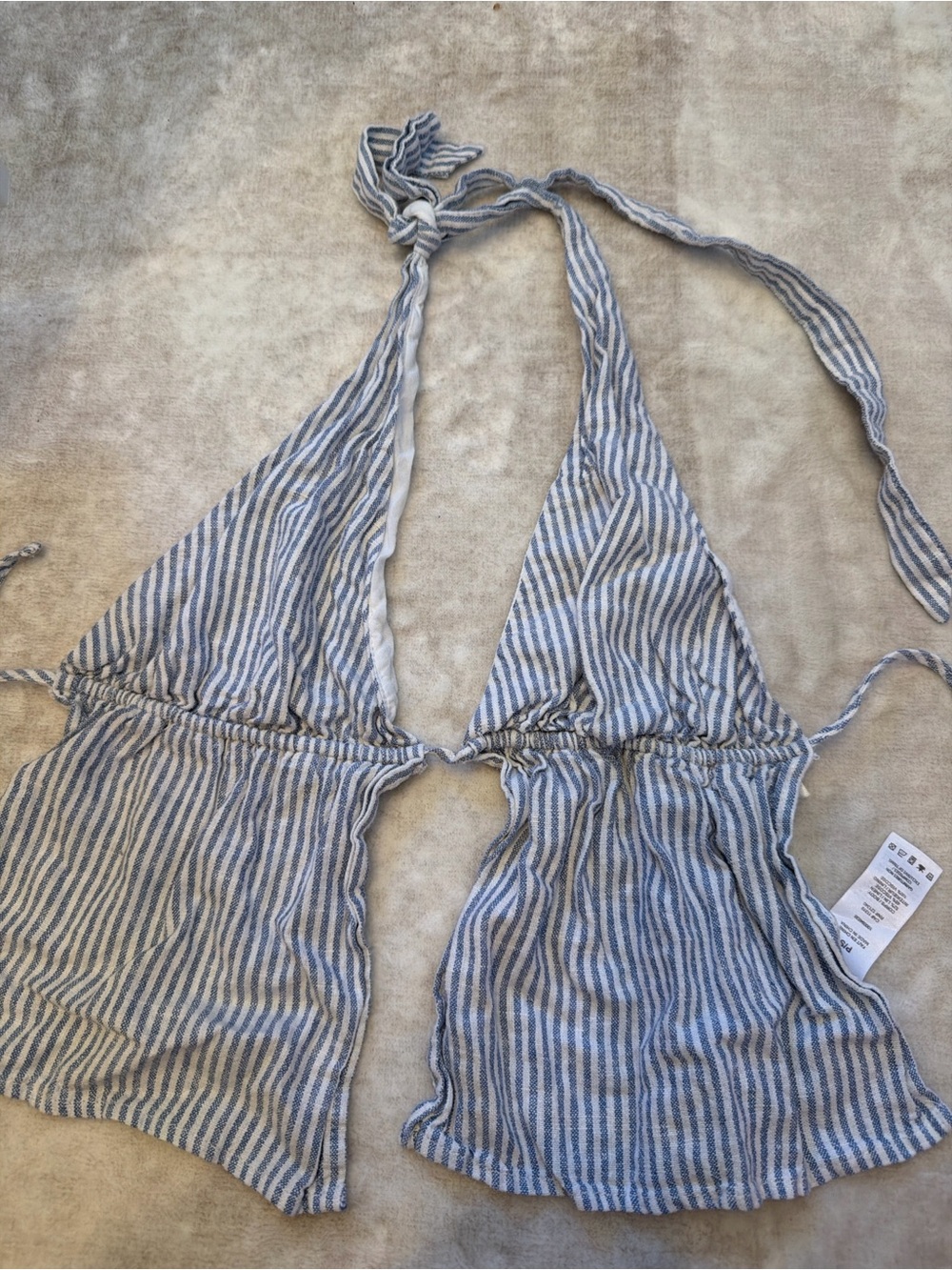 Garage Blue and White Striped Halter Tank Top